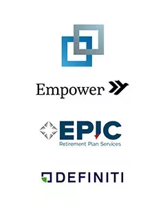 Logos of American Funds, Empower, EPIC and Definiti